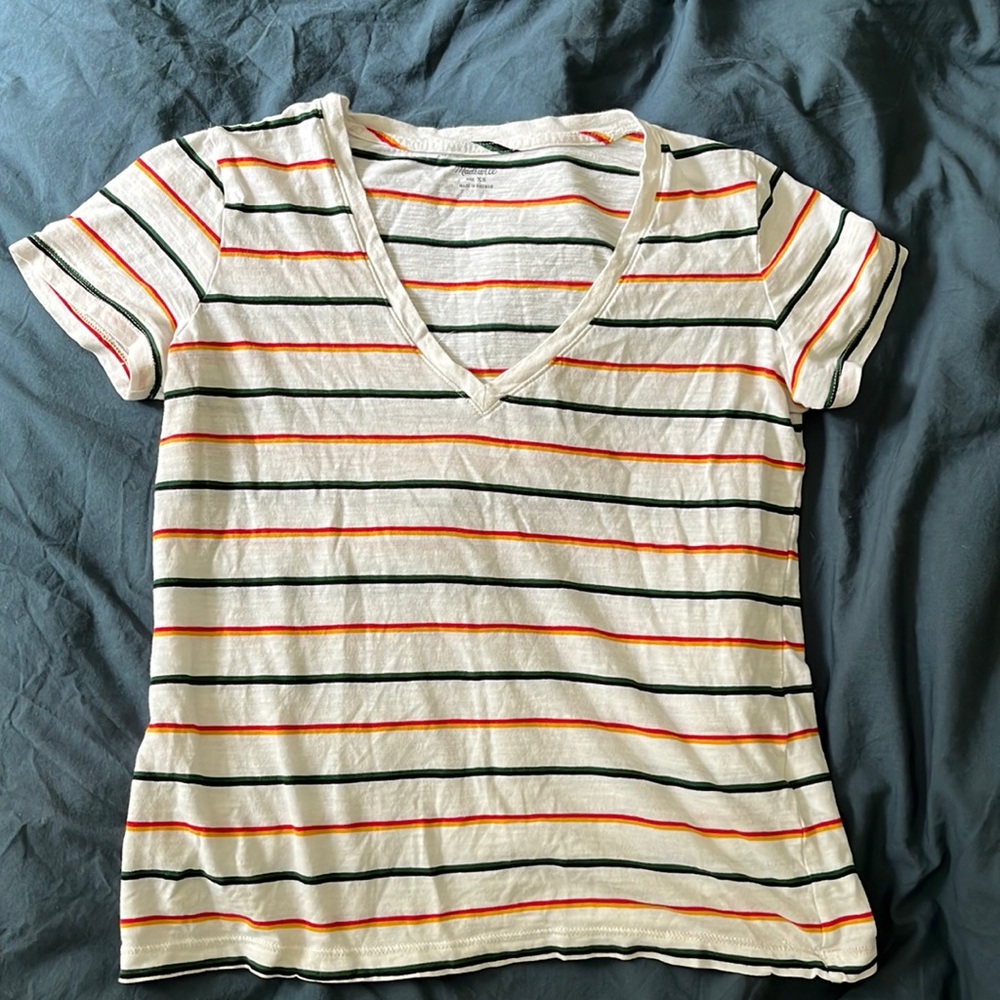 Madewell Striped V-Neck Tee